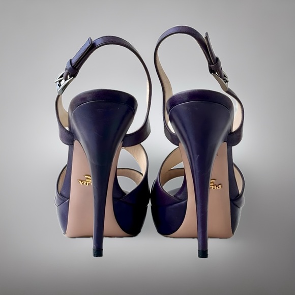 Prada Leather Cutout Accent Slingback Heels Size 7.5 👠 - Picture 5 of 12